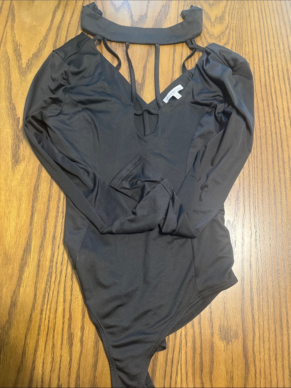 Long Sleeve Black Choker Bodysuit -